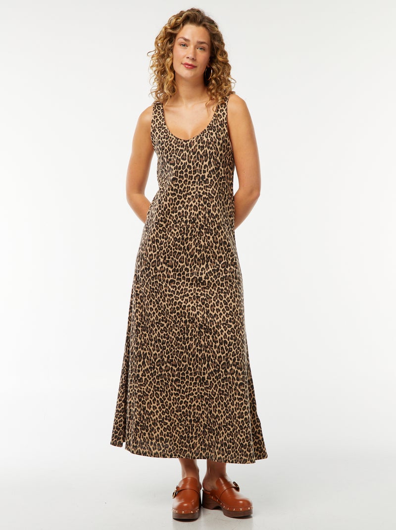 Vestido de alças comprido Bege - Kiabi