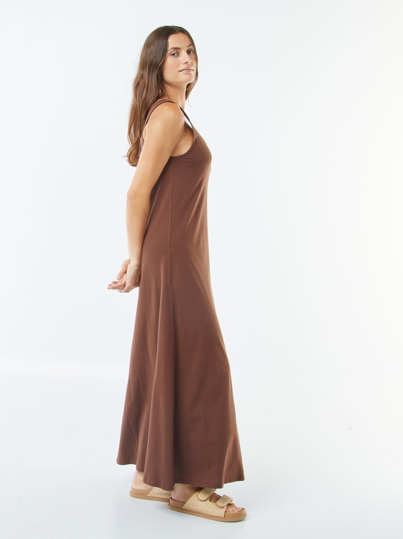 Vestido de alças comprido Castanho - Kiabi