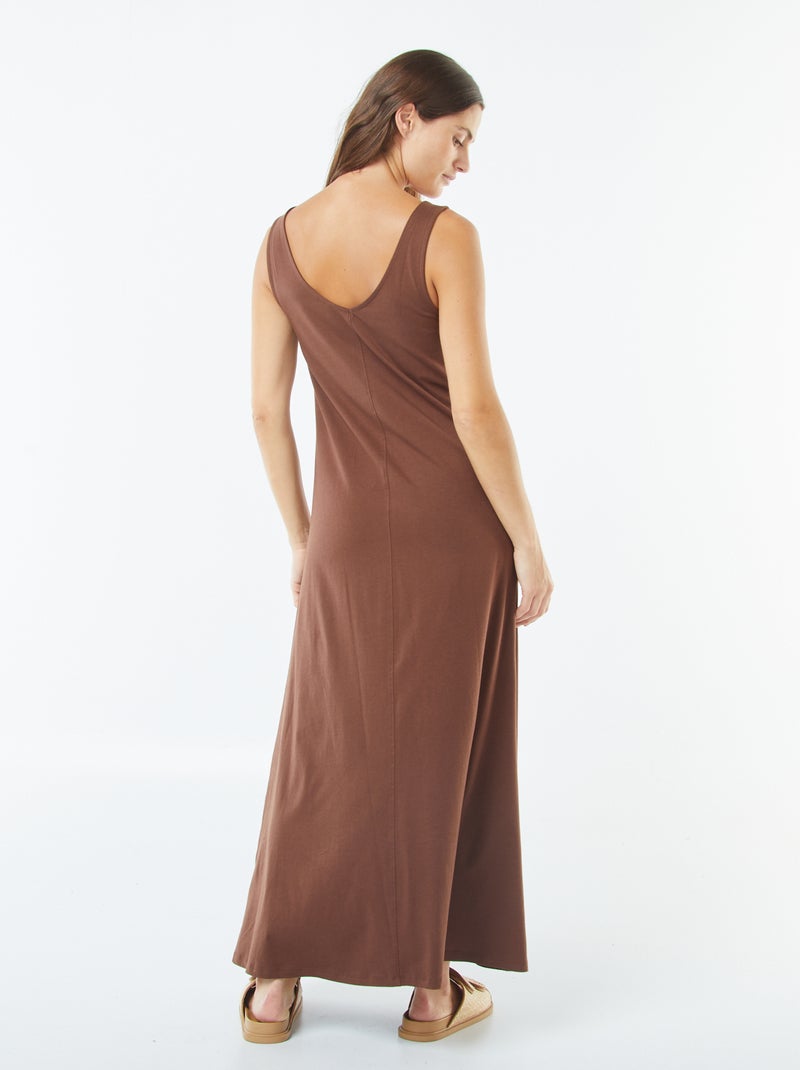 Vestido de alças comprido Castanho - Kiabi