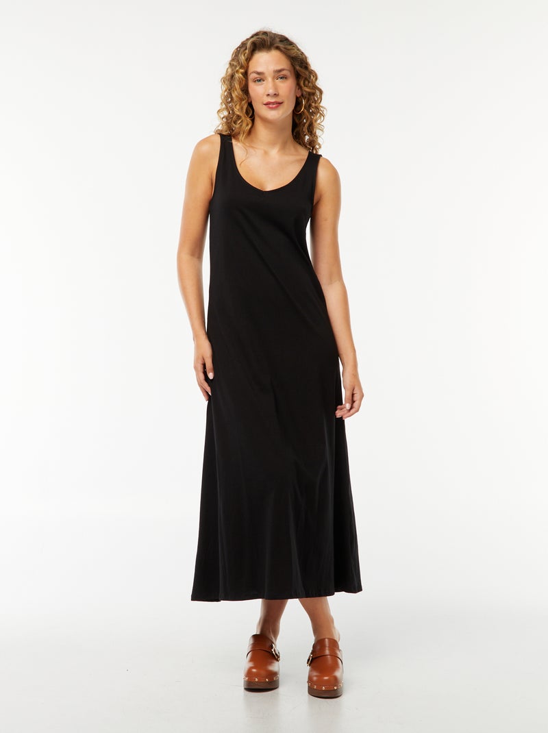 Vestido de alças comprido Preto - Kiabi
