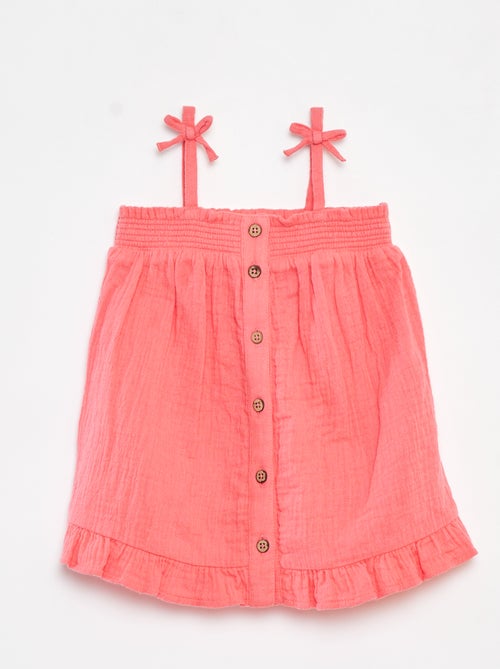 Vestido de alças em gaze de algodão - Kiabi