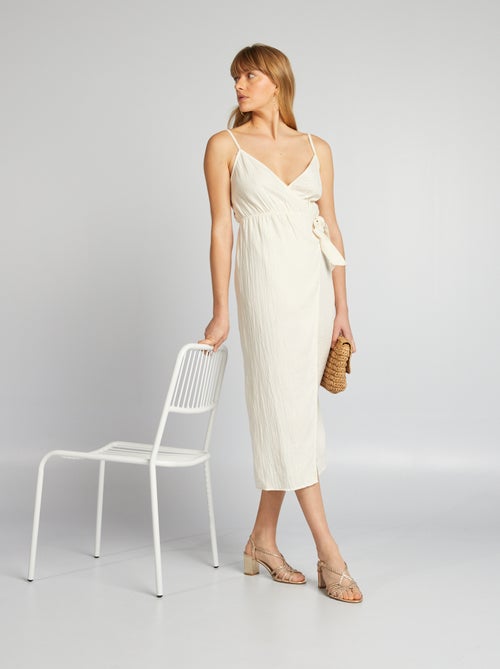 Vestido de alças em gaze dupla de algodão - Kiabi
