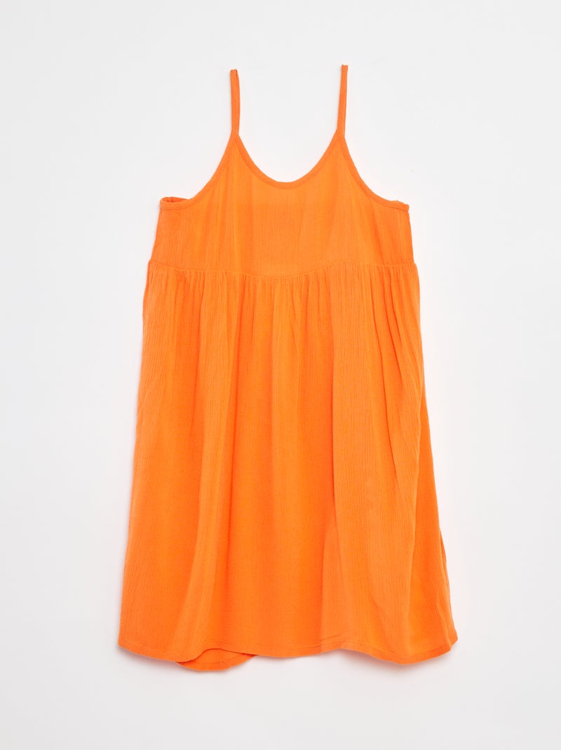 Vestido de alças em malha crepe Laranja - Kiabi
