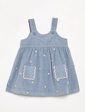 Vestido de alças em veludo cotelê