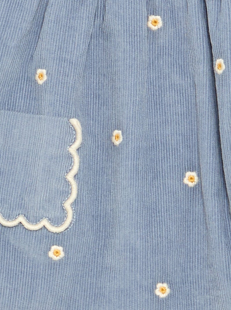 Vestido de alças em veludo cotelê Azul - Kiabi