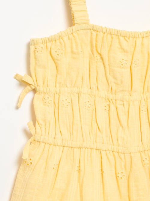Vestido de alças finas com bordados all-over - Kiabi
