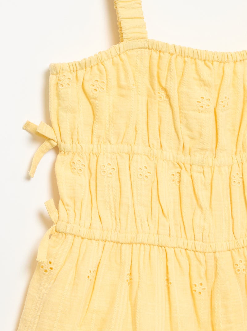 Vestido de alças finas com bordados all-over Amarelo - Kiabi