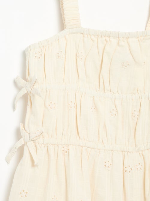 Vestido de alças finas com bordados all-over - Kiabi
