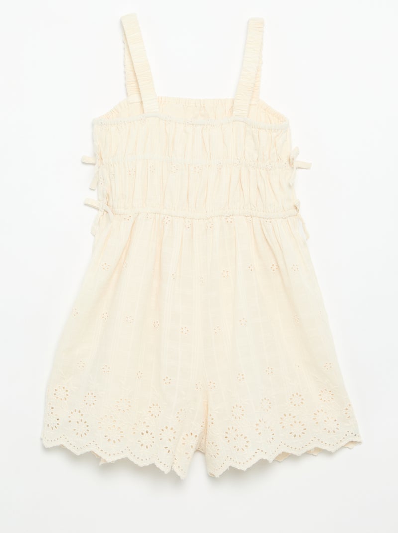 Vestido de alças finas com bordados all-over Branco - Kiabi