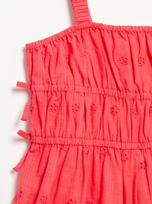 Vestido de alças finas com bordados all-over - Kiabi