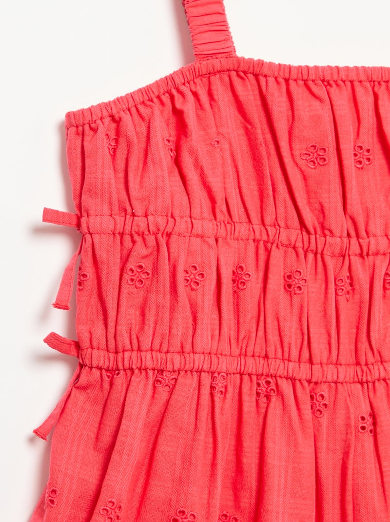Vestido de alças finas com bordados all-over Vermelho - Kiabi
