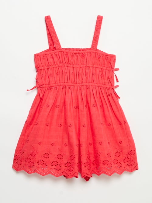 Vestido de alças finas com bordados all-over - Kiabi