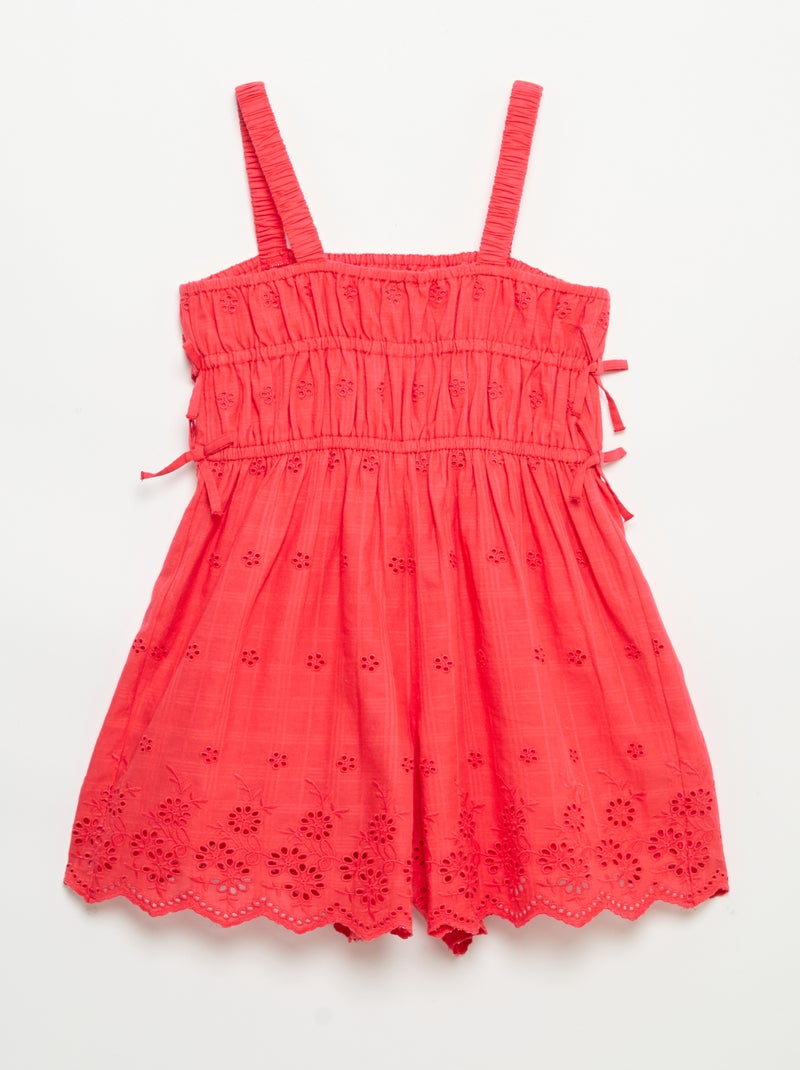 Vestido de alças finas com bordados all-over Vermelho - Kiabi