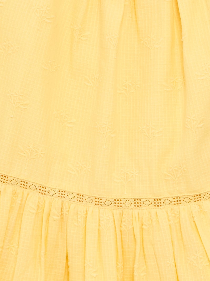 Vestido de alças finas não ajustáveis com bordados Amarelo - Kiabi