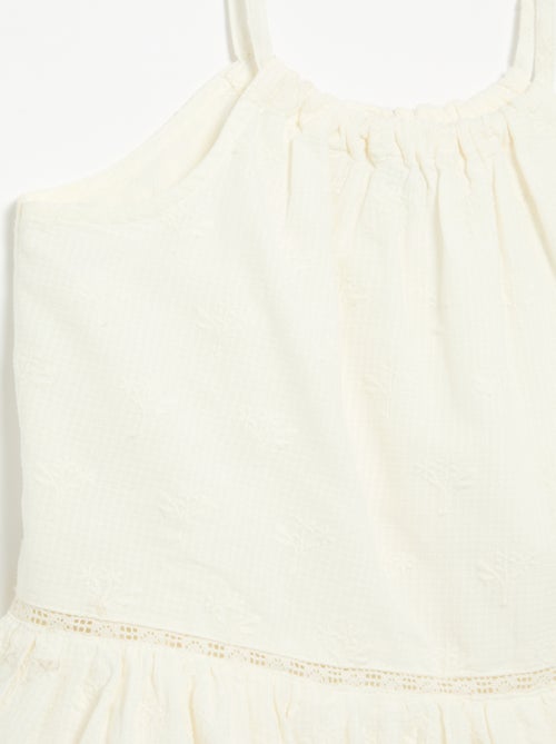 Vestido de alças finas não ajustáveis com bordados - Kiabi