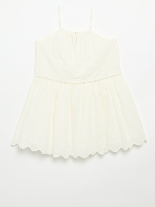 Vestido de alças finas não ajustáveis com bordados - Kiabi