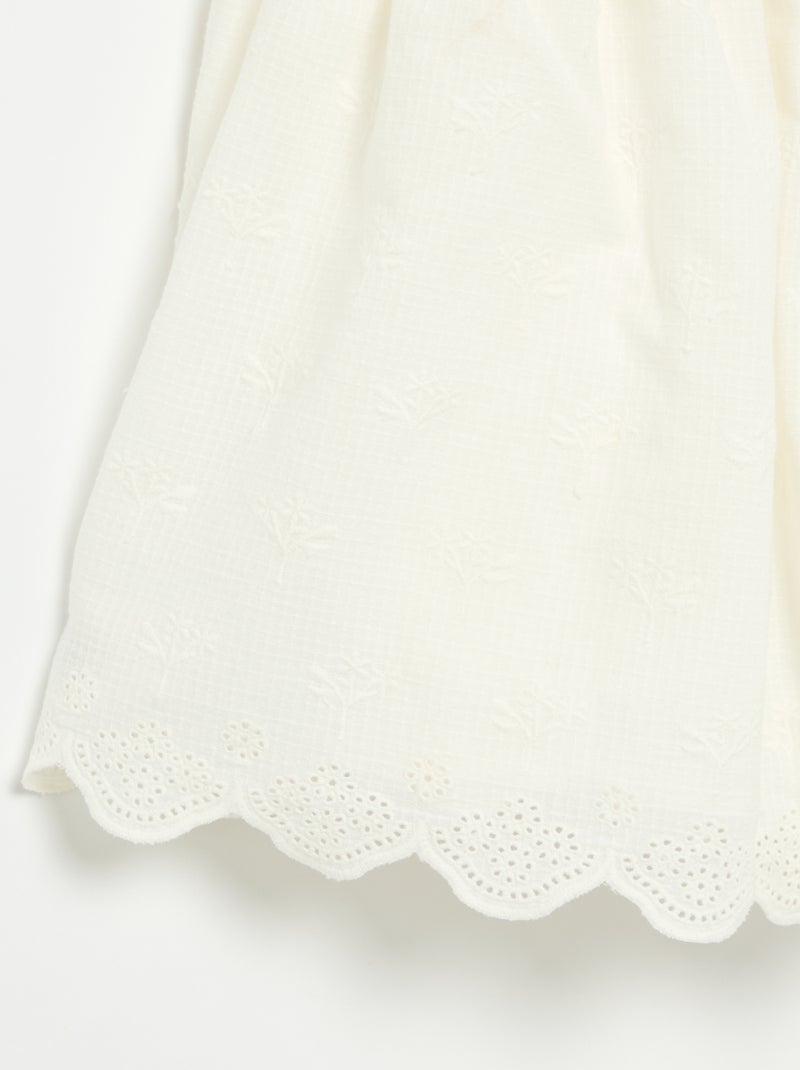 Vestido de alças finas não ajustáveis com bordados Branco - Kiabi