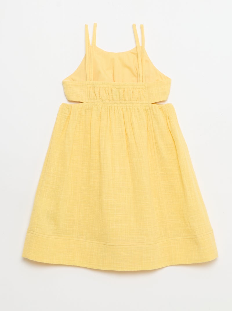 Vestido de alças finas não ajustáveis + fendas laterais Amarelo - Kiabi