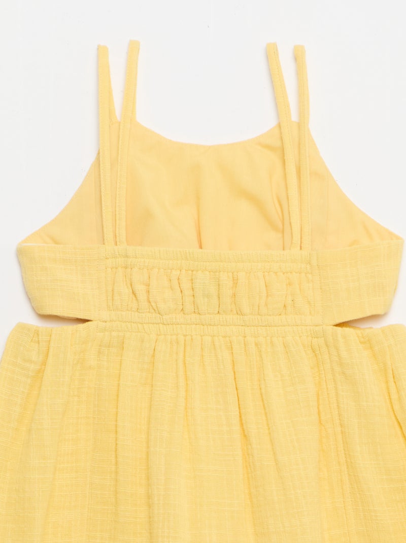 Vestido de alças finas não ajustáveis + fendas laterais Amarelo - Kiabi