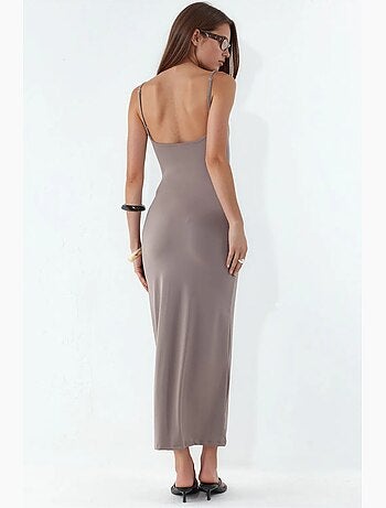 Vestido de alças midi sem mangas busem