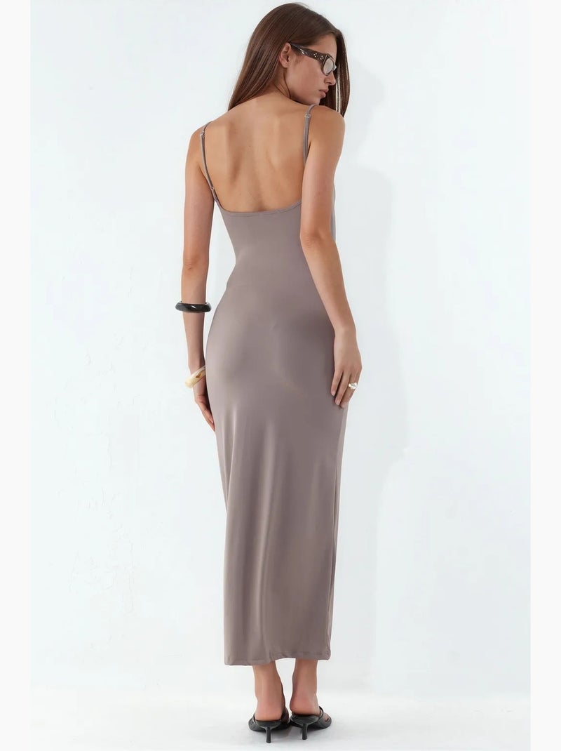 Vestido de alças midi sem mangas busem Toupe - Kiabi