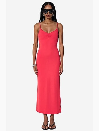 Vestido de alças midi sem mangas busem