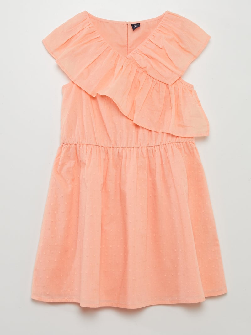 Vestido de algodão a ponto cheio LARANJA - Kiabi