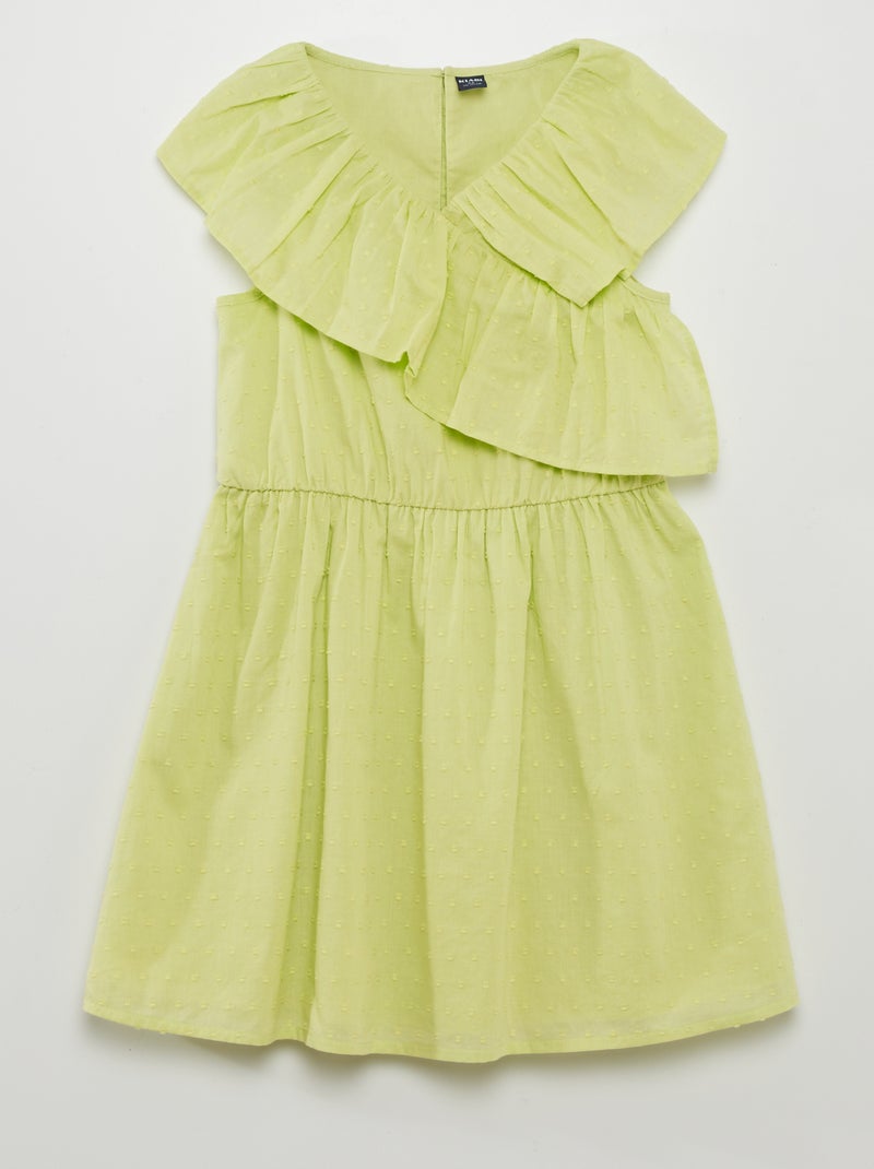 Vestido de algodão a ponto cheio VERDE - Kiabi