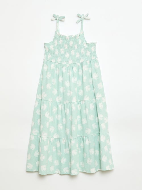 Vestido de algodão com alças finas e estampado - Kiabi