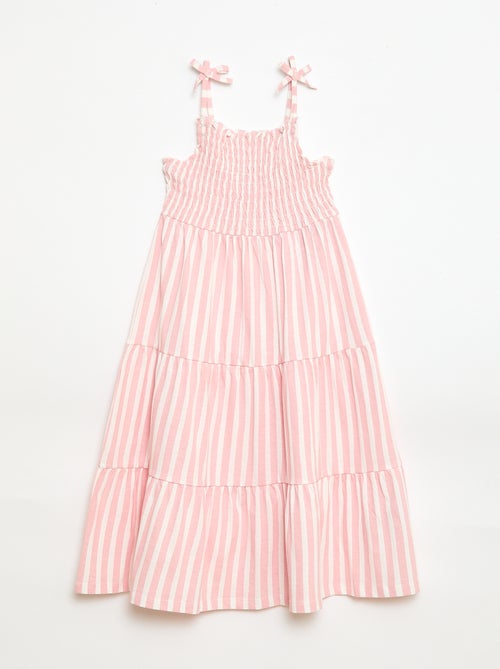 Vestido de algodão com alças finas e estampado - Kiabi