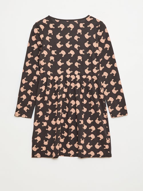 Vestido de algodão com padrão - Kiabi