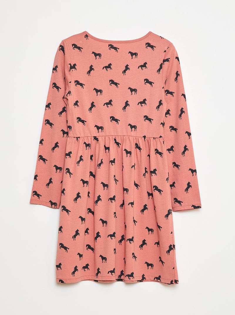 Vestido de algodão com padrão Rosa - Kiabi