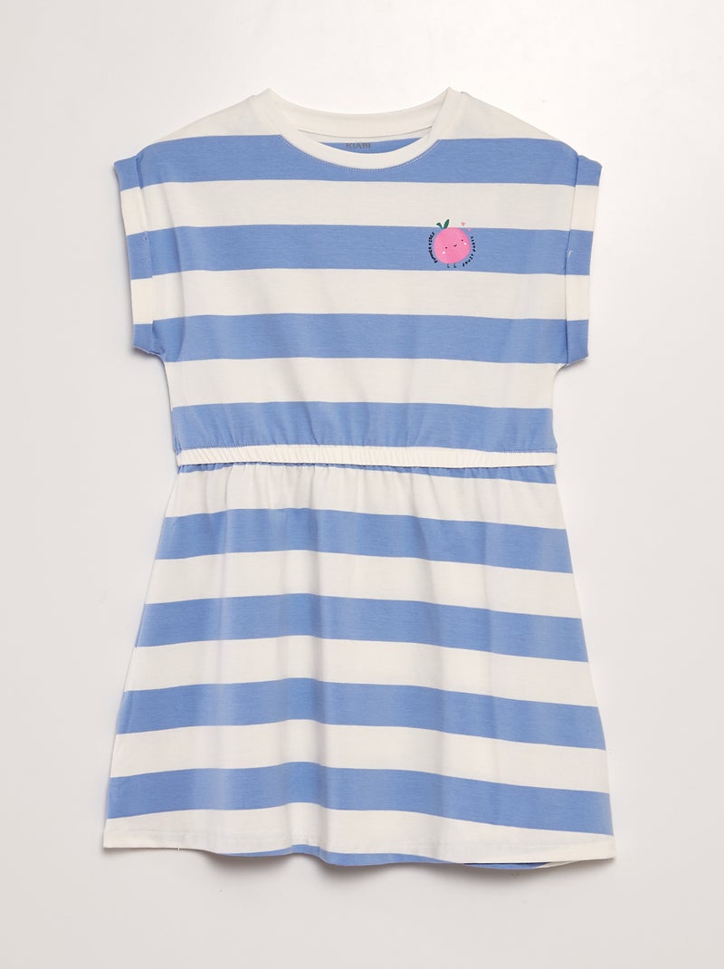 Vestido de algodão elástico com cós marcado AZUL - Kiabi