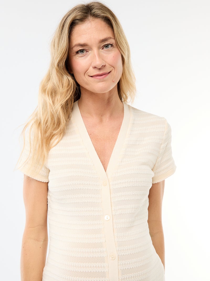 Vestido de amamentação em malha crochet Branco - Kiabi