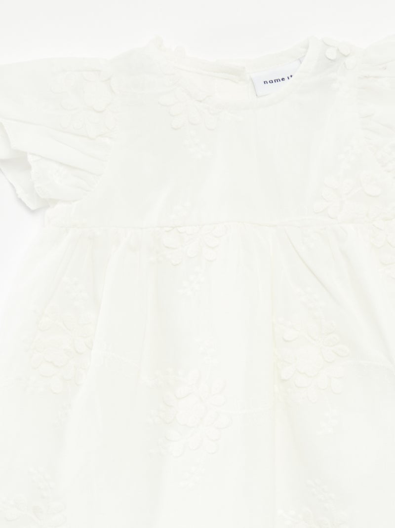 Vestido de cerimónia bordado BRANCO - Kiabi