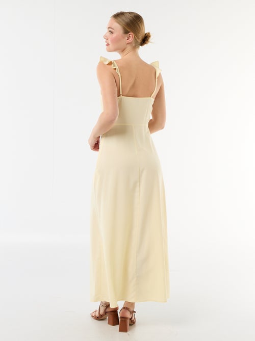 Vestido de cerimónia com alças com folhos - Kiabi