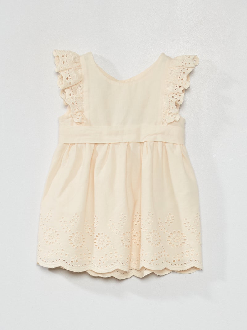 Vestido de cerimónia com bordados ingleses BRANCO - Kiabi