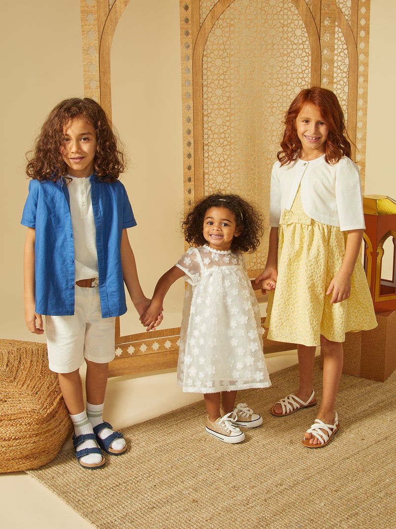 Vestido de cerimónia em jacquard AMARELO - Kiabi