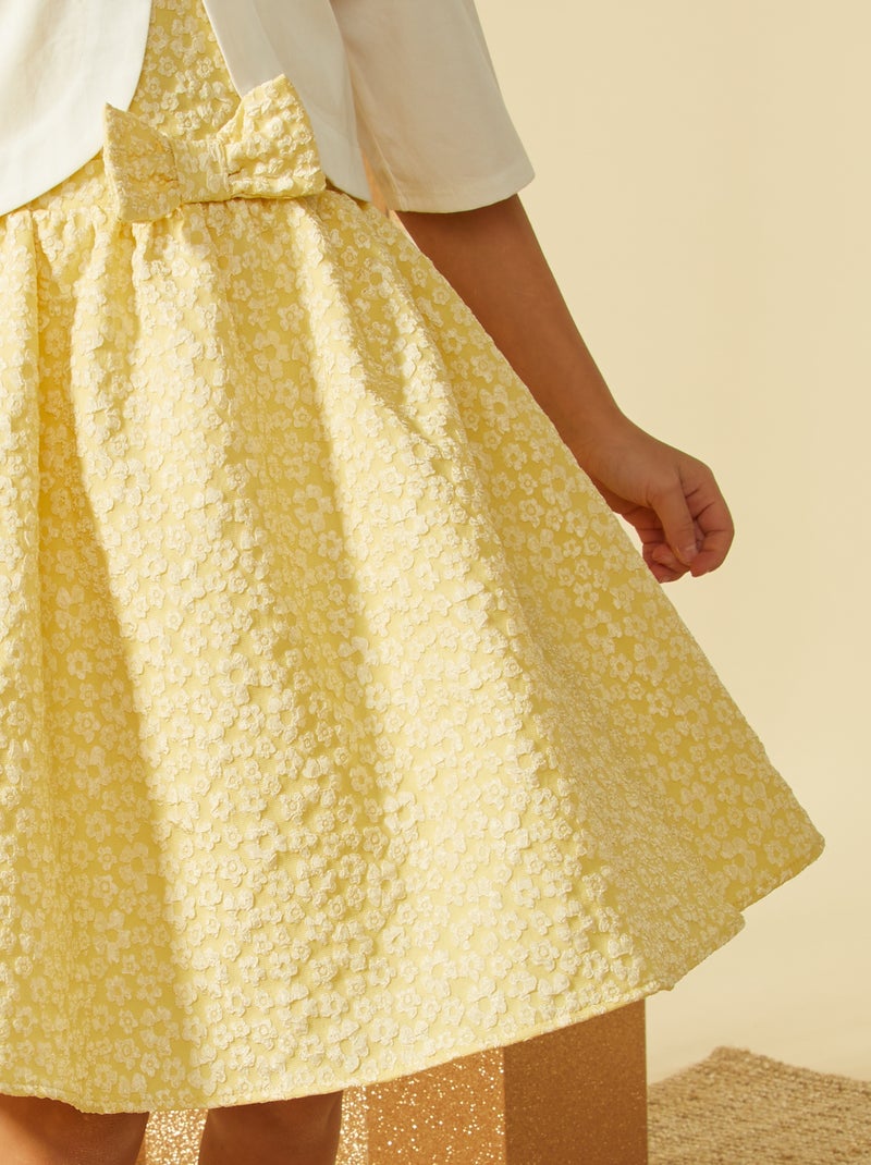 Vestido de cerimónia em jacquard AMARELO - Kiabi
