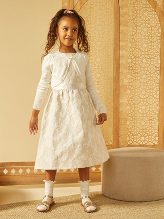 Vestido de cerimónia em jacquard sem mangas