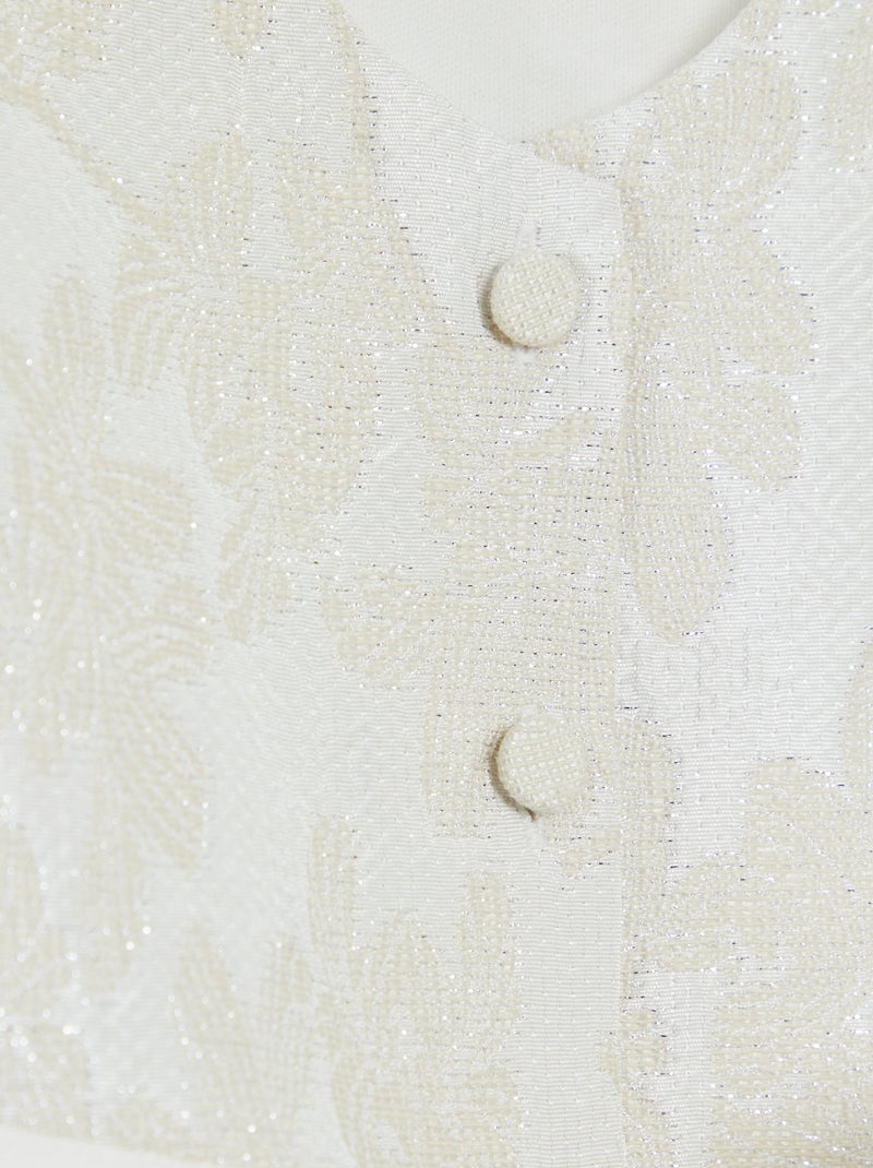 Vestido de cerimónia em jacquard sem mangas BRANCO - Kiabi