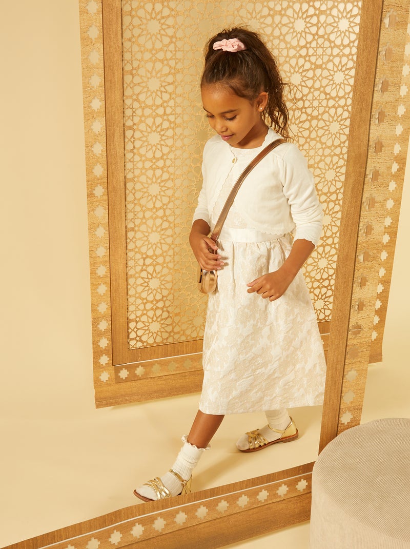 Vestido de cerimónia em jacquard sem mangas BRANCO - Kiabi