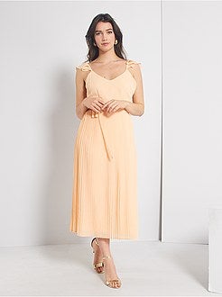 Vestido de cerimónia plissado - Kiabi