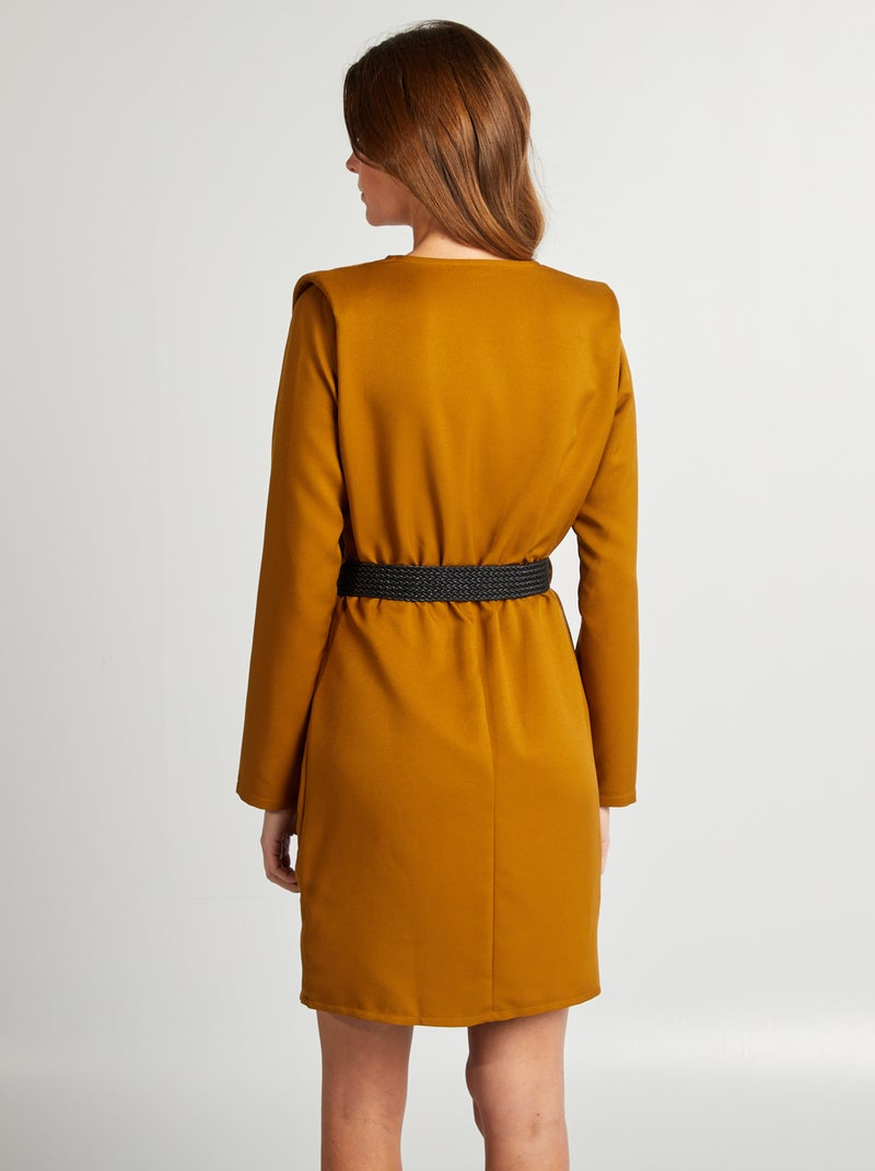 Vestido de cetim com decote cruzado AMARELO - Kiabi