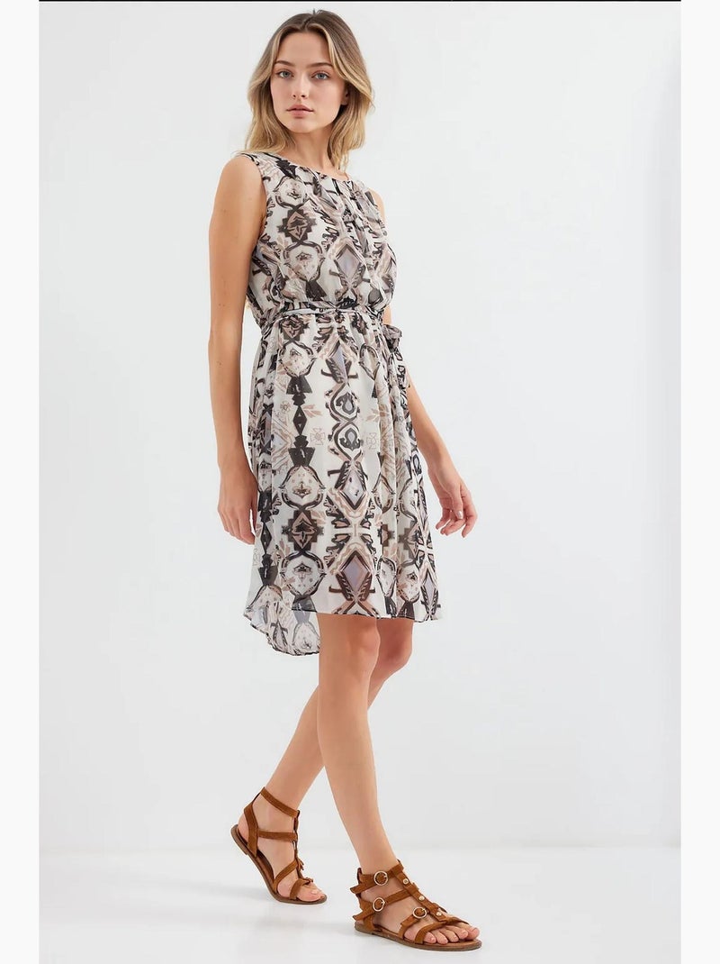 Vestido de chiffon sem mangas com padrão bdart Preto - Kiabi