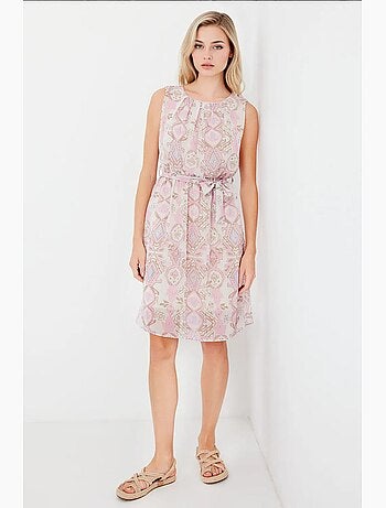 Vestido de chiffon sem mangas com padrão bdart