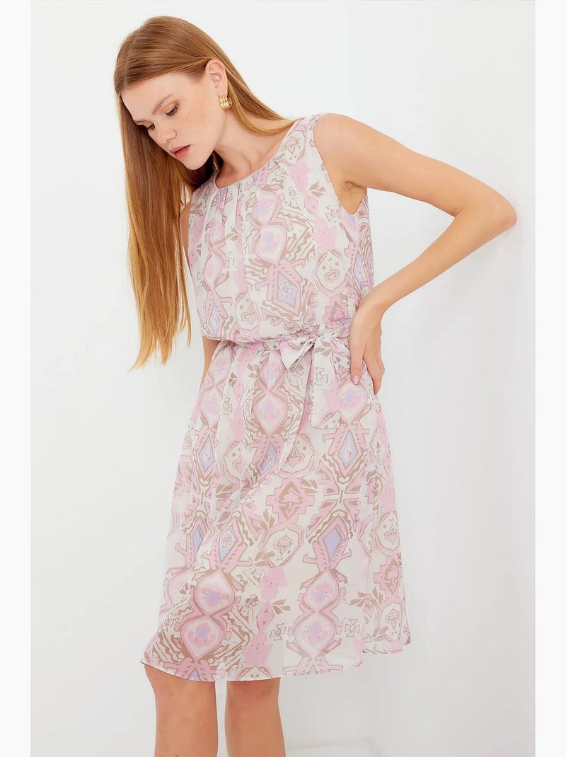 Vestido de chiffon sem mangas com padrão bdart Rosa-claro - Kiabi