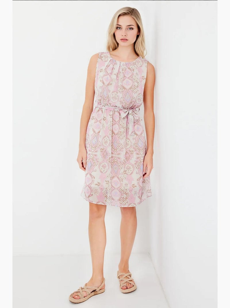 Vestido de chiffon sem mangas com padrão bdart Rosa-claro - Kiabi