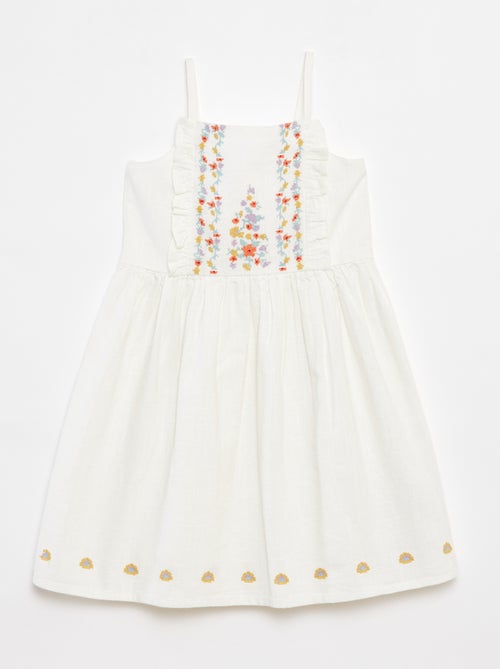 Vestido de corrente e trama com bordados - Kiabi