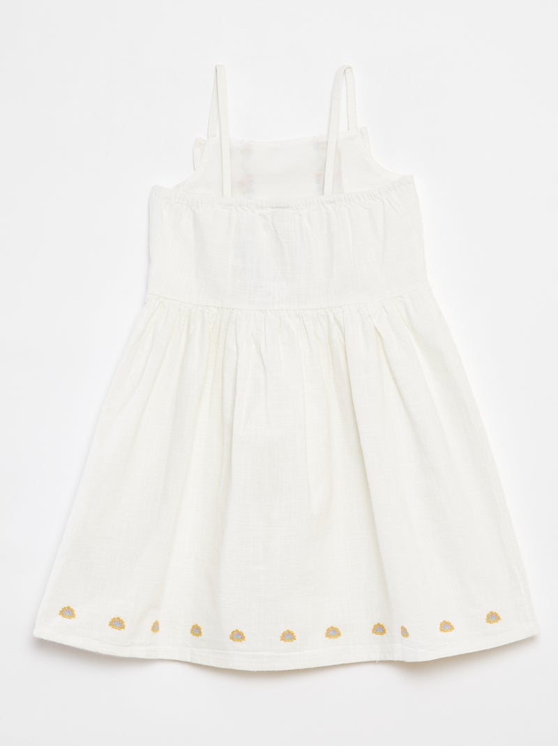 Vestido de corrente e trama com bordados Branco - Kiabi